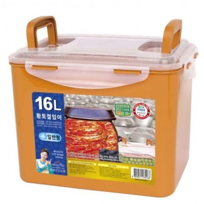 황토 밀폐용기 김치통 절임 냉장고 용기 반찬통 16L