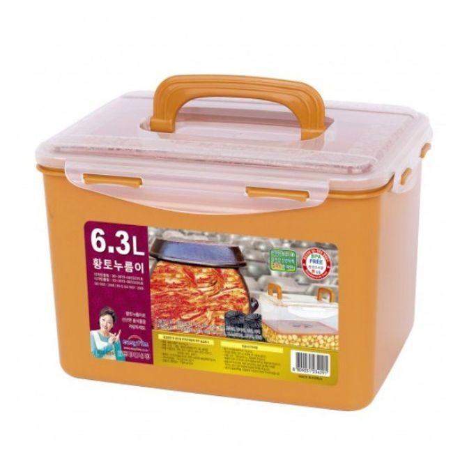 황토 밀폐용기 김치통 냉장고 정리 용기 반찬통 6.3L