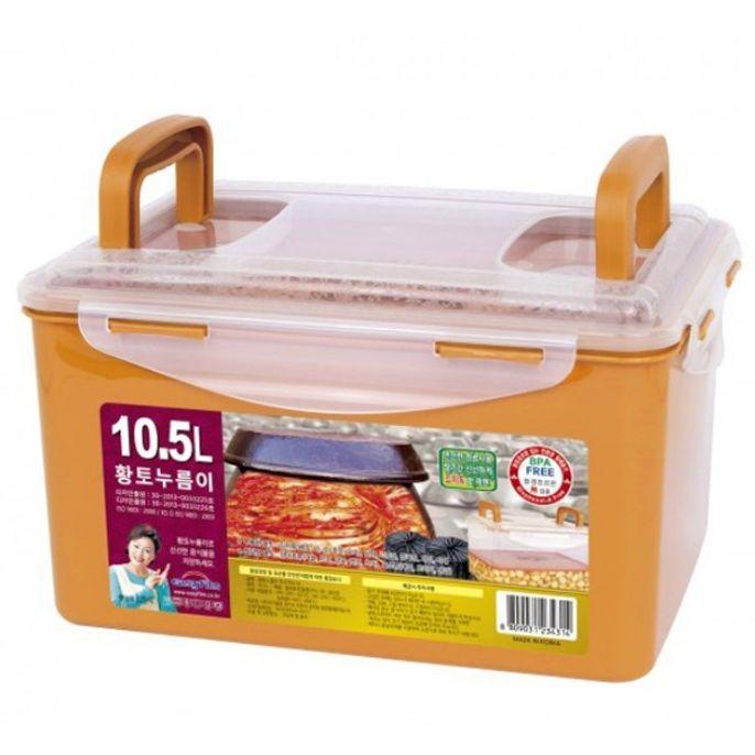 황토 밀폐용기 김치통 냉장고 정리 용기 반찬통 10.5L