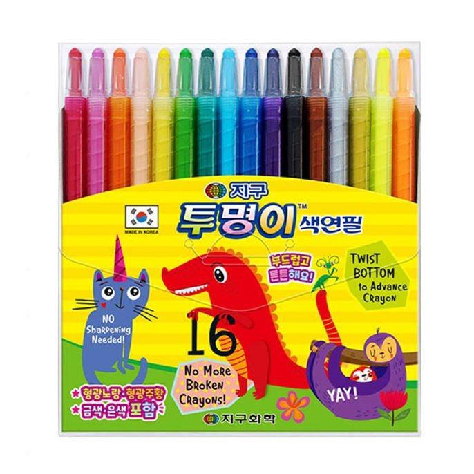 투명이 색연필 색칠 놀이 공부 미술 도구 16색