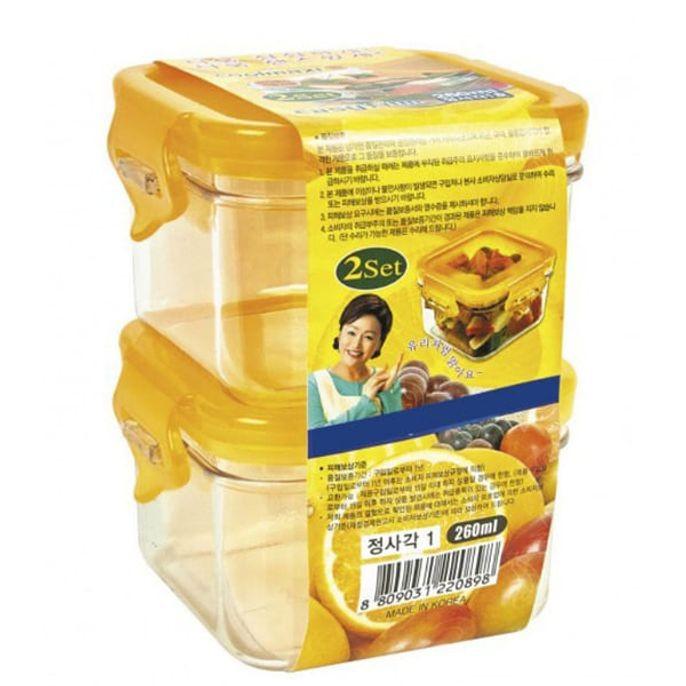 쿨맥시3 밀폐용기 냉장고 반찬통 찬통 사각 260ml 2p