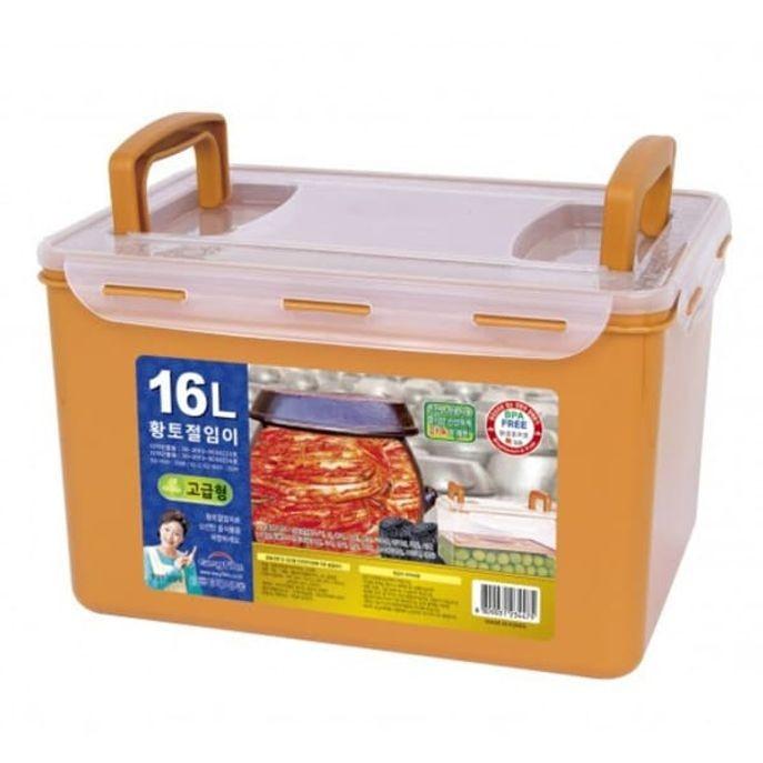 황토 밀폐용기 김치통 절임 고급 냉장고 반찬통 16L