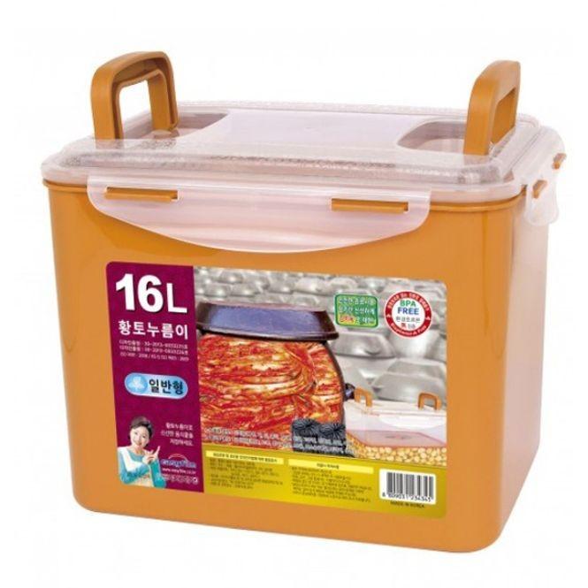 황토 밀폐용기 김치통 냉장고 정리 용기 반찬통 16L