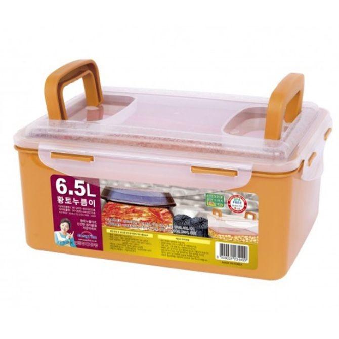 황토 밀폐용기 김치통 냉장고 정리 용기 반찬통 6.5L