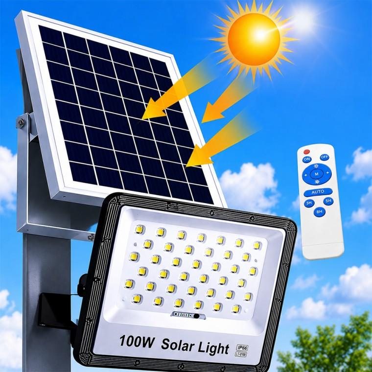 100W 고출력 LED 태양광 충전식 야외 벽등 조명등 작업등 랜턴 투광기 DJD1439