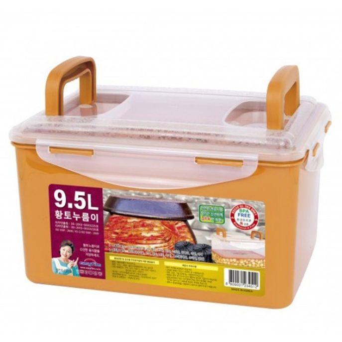 황토 밀폐용기 김치통 냉장고 정리 용기 반찬통 9.5L