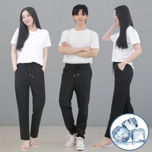 남녀공용 쿨 아이스 냉감 일자 바지 스판 쿨링 팬츠 신축성좋은 데일리 추리닝 여성 남성 주니어 학생 MR 벤츄리 (#복사)