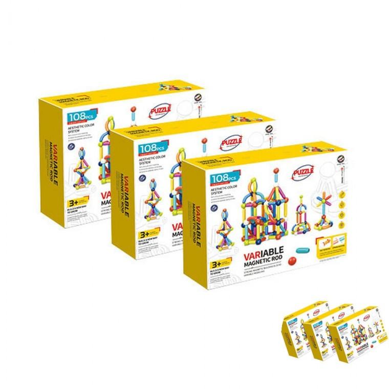 왕자석 108pcs 3세트 블럭장난감 자석블럭 자석블록