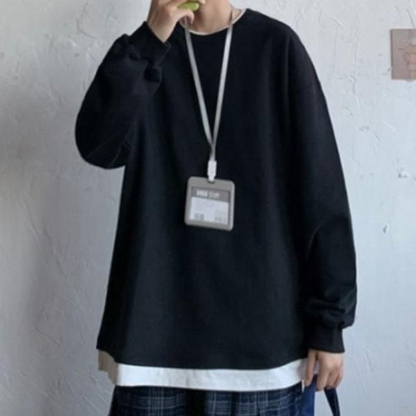 남자 무지 티셔츠 남성 긴팔티 라운드티 프리 5색