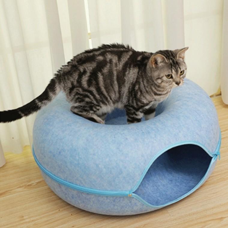 고양이 도넛 터널 숨숨집 60cm 블루 고양이놀이터 고양이방석