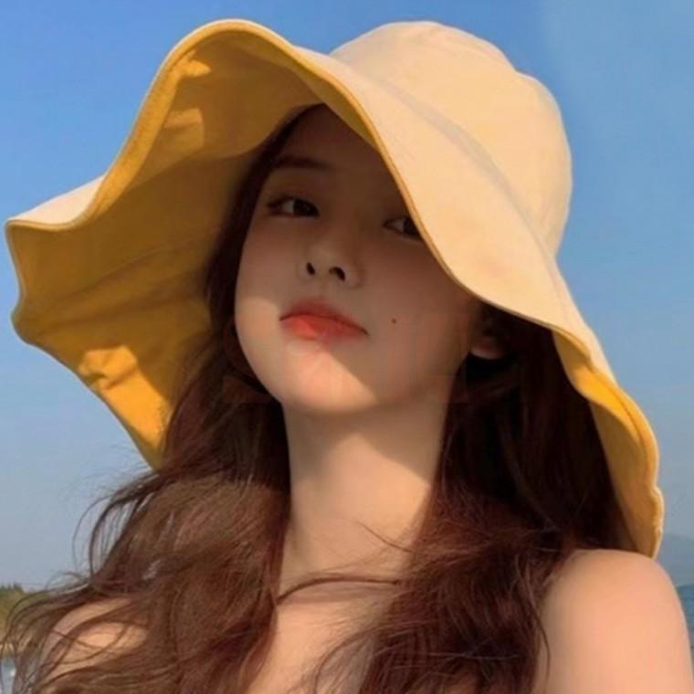 버킷햇 옐로우 와이드챙버킷햇 여성스러운모자