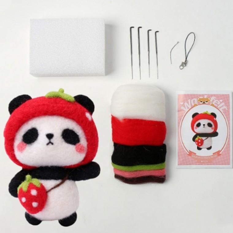 DIY 양모펠트 키트 딸기팬더 집콕취미 캐릭터인형DIY