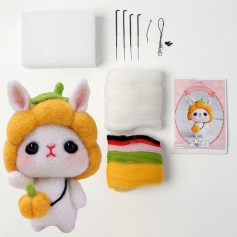 DIY 양모펠트 키트 호박토끼 동물인형만들기 취미공예세트