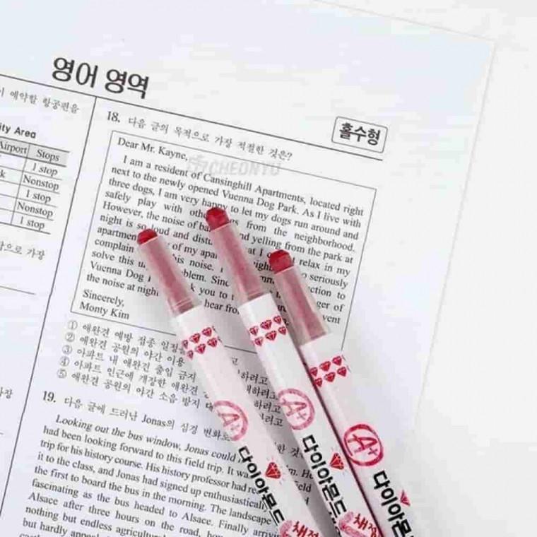 채점용 색연필 빨간색 3본입 채점용색연필 학습교구 필기구