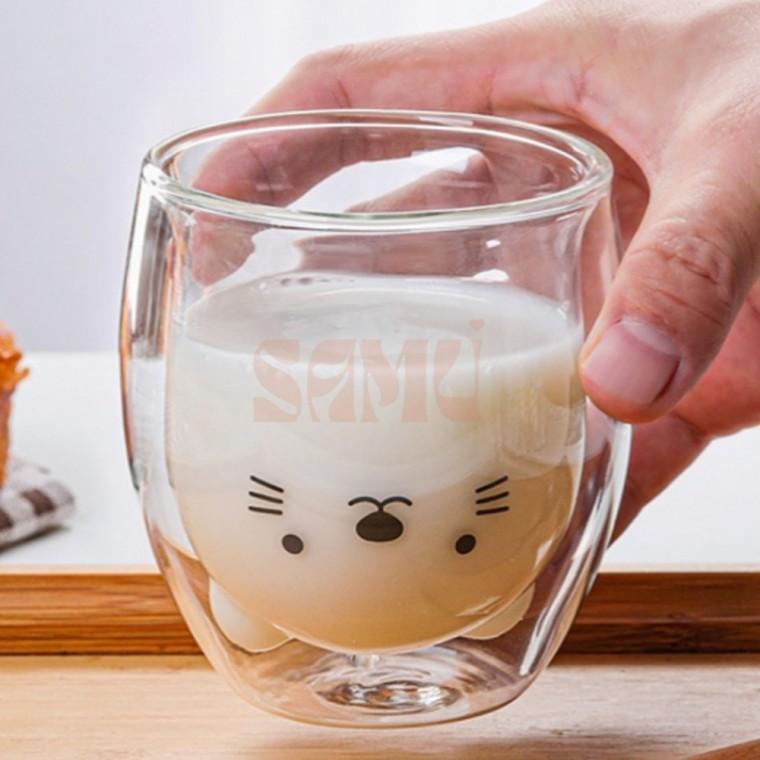 이중 유리컵 250ml 양양 우유컵 카페라떼잔