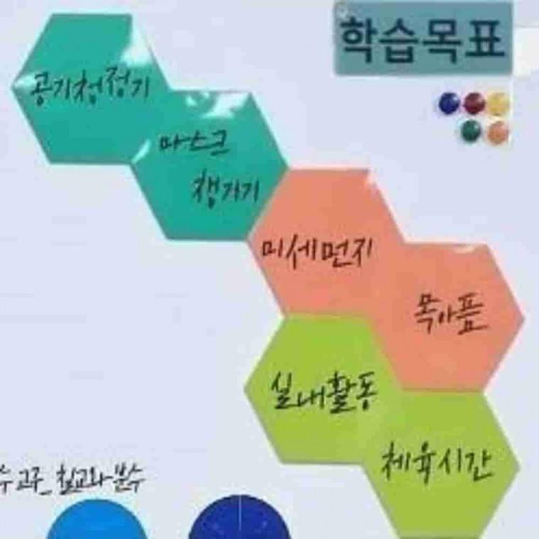 고무자석 육각핵사보드 6장 벽면게시판 자석알림판 벽꾸미기