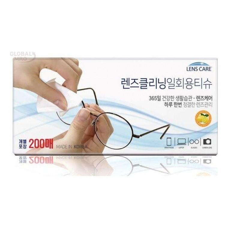 자우버 렌즈케어 안경닦이 일회용티슈 200매 개별포장 클리닝 소독 스마트폰클리너