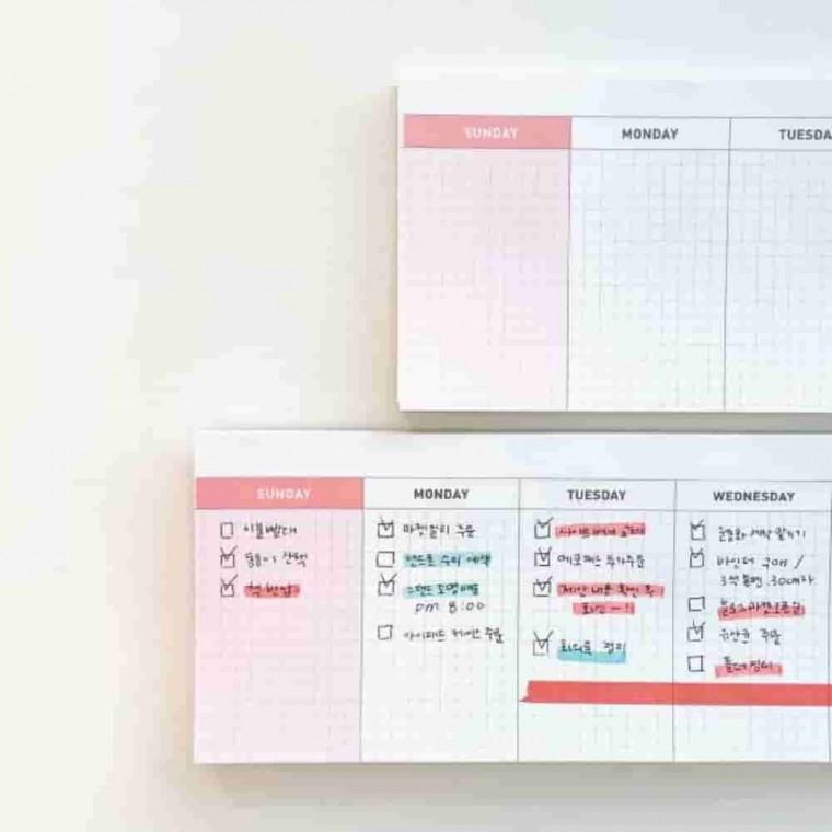 위클리 데스크 패드 주간스케줄표 필기용패드 데스크메모패드