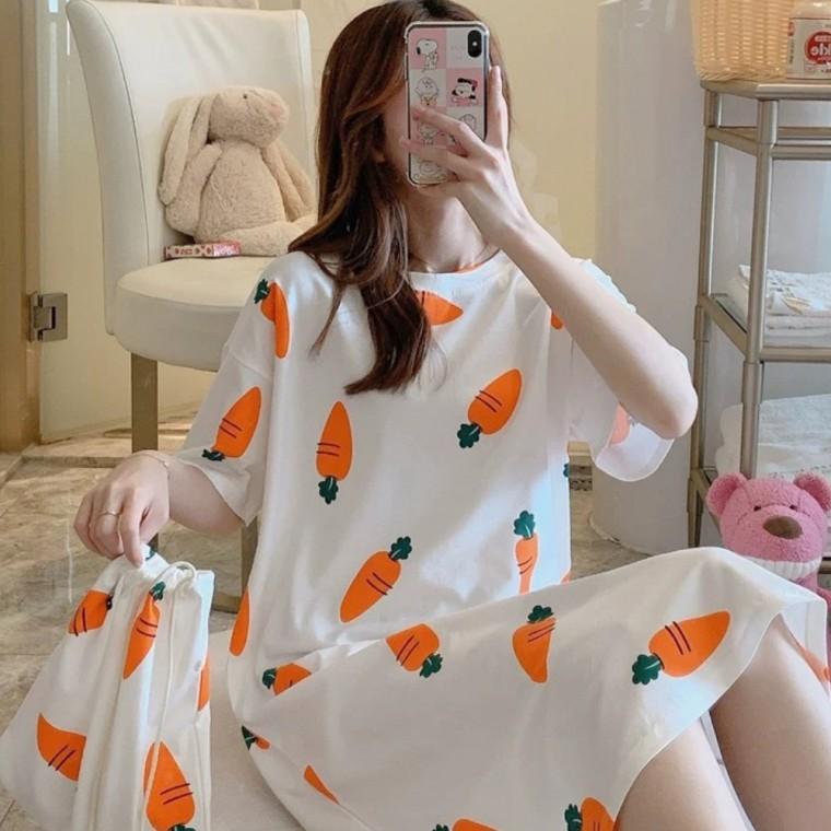 여성 여름 카툰 소프트 롱원피스 파자마 잠옷 실내복
