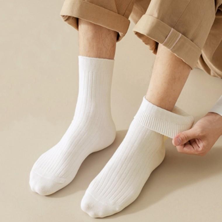남성 골지 중목 양말 화이트 중목양말 데일리양말