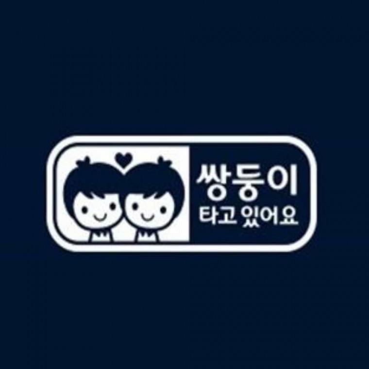 자동차스티커 반사 아기가타고있어요차량용 쌍둥이자동차 아이가타고있어요스티커