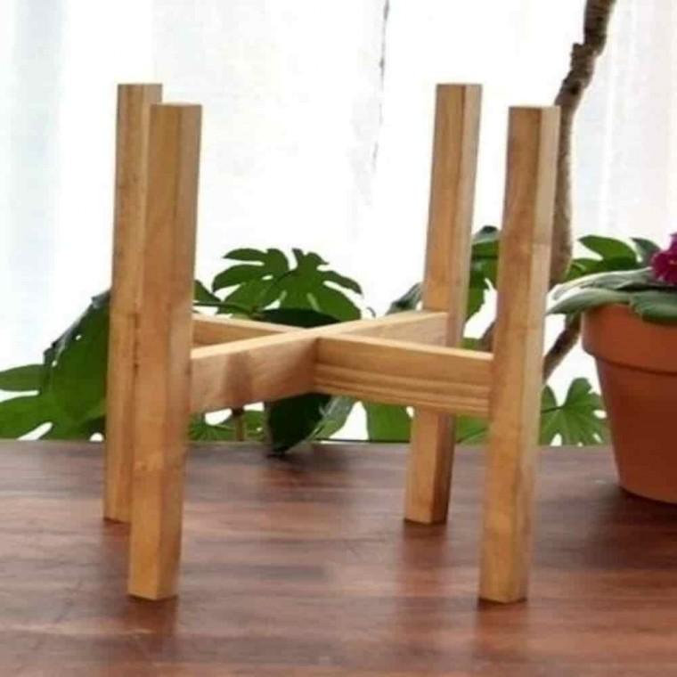 거실인테리어화분받침대 길고높은화분받침대 화분스탠드 화분받침대 우드 사각 21cm
