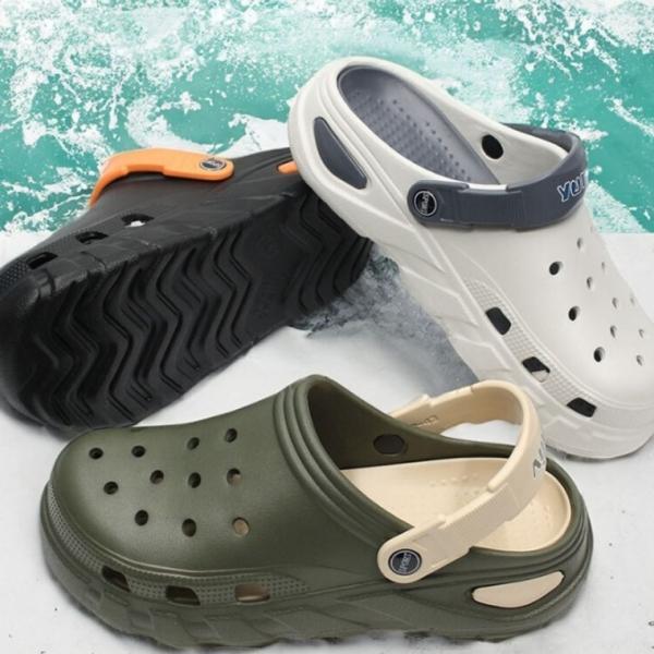 투톤 남자 샌들 타공 여름 신발 남성 스트랩 샌달