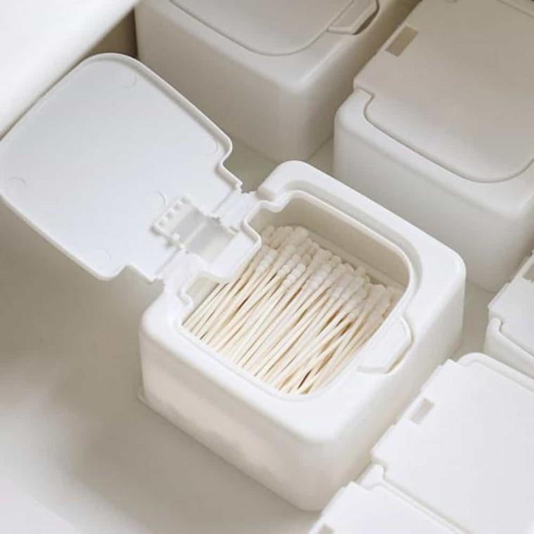 사각 면봉보관함 화장솜보관함 원형보관함