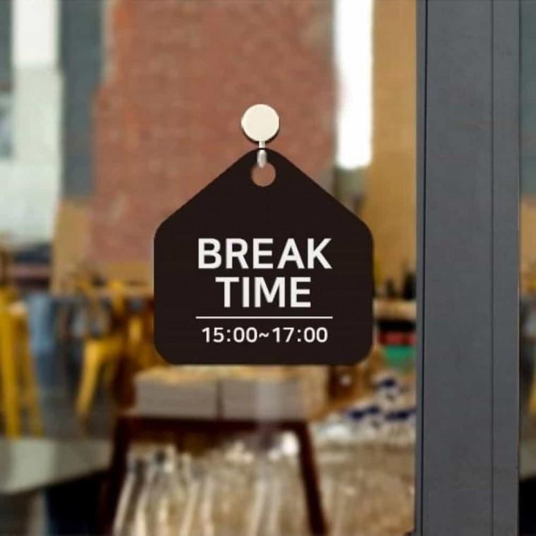 브레이크타임 안내판 17x17cm 영업시간표시 디자인문패 BREAKTIME