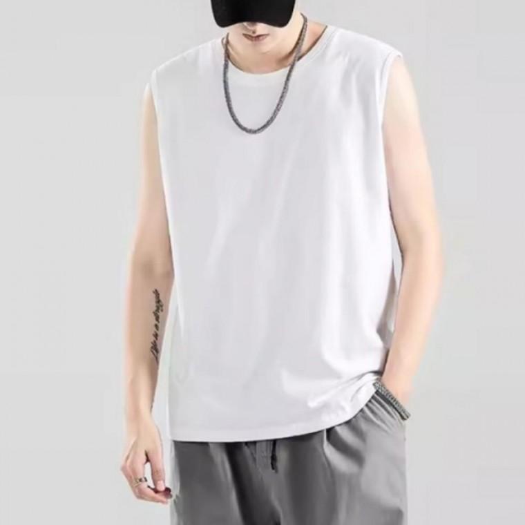 남성 여름 20수 오버핏 면 무지 민소매 나시 티셔츠