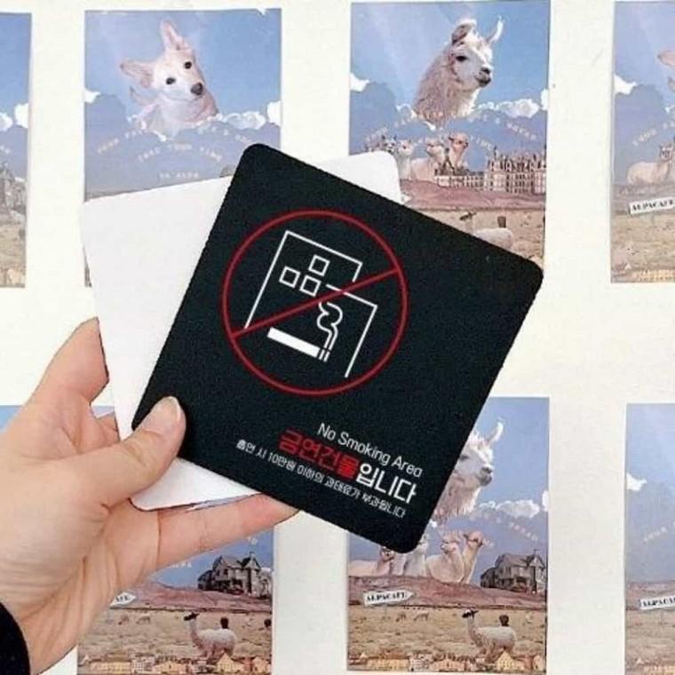금연건물 안내판 13x13cm 알림판 경고표지판 금연건물표지판