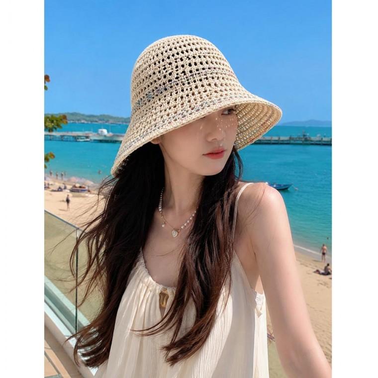 휴양지 바캉스 패션 통기성 밀짚 모자 버킷햇