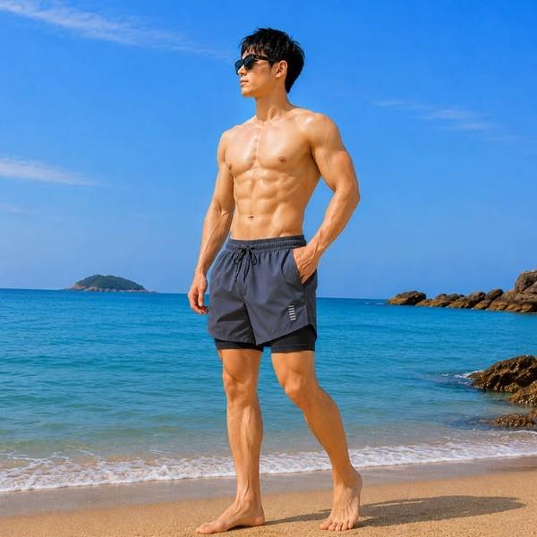 휴양지룩 스윔팬츠 남성 트렁크 사각 디자인 반바지 계곡 워터파크 물놀이 팬츠