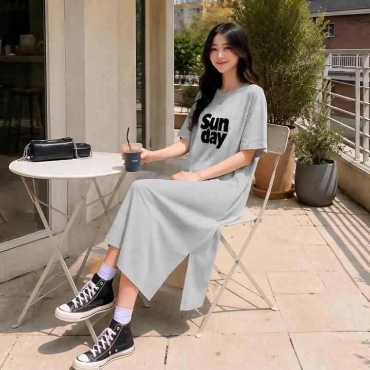 활용도높은 깔끔한 무드의 여성 데일리 반팔 롱원피스