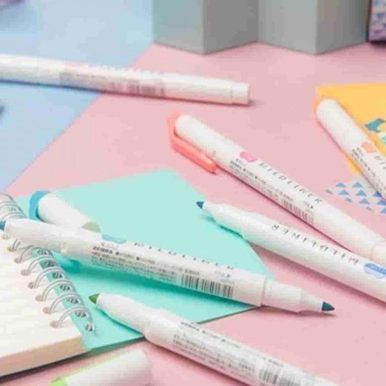 마일드라이너 5색 세트 일러스트 일본펜 파스텔색