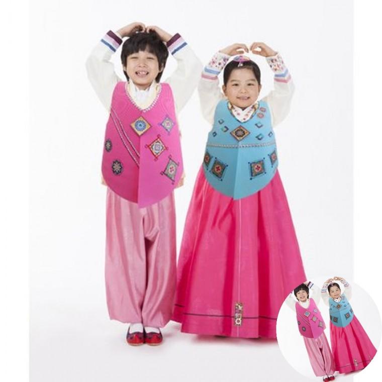 배자 한복조끼 만들기 5명용 블루 어르신공예 추석만들기 전통만들기