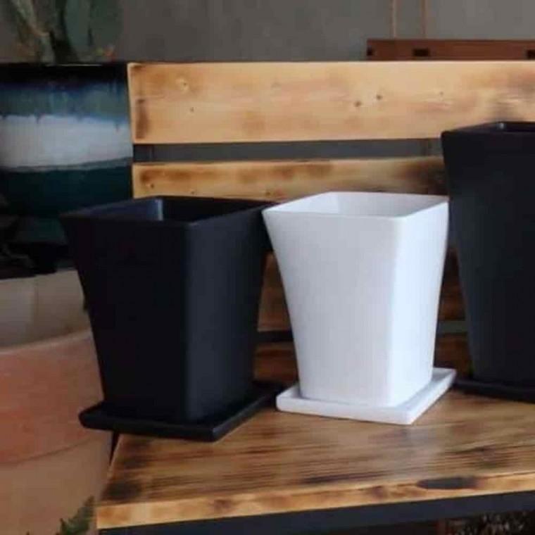 바질키우기 카페인테리어소품 사각도기화분 도기화분 사다리 14x14x18