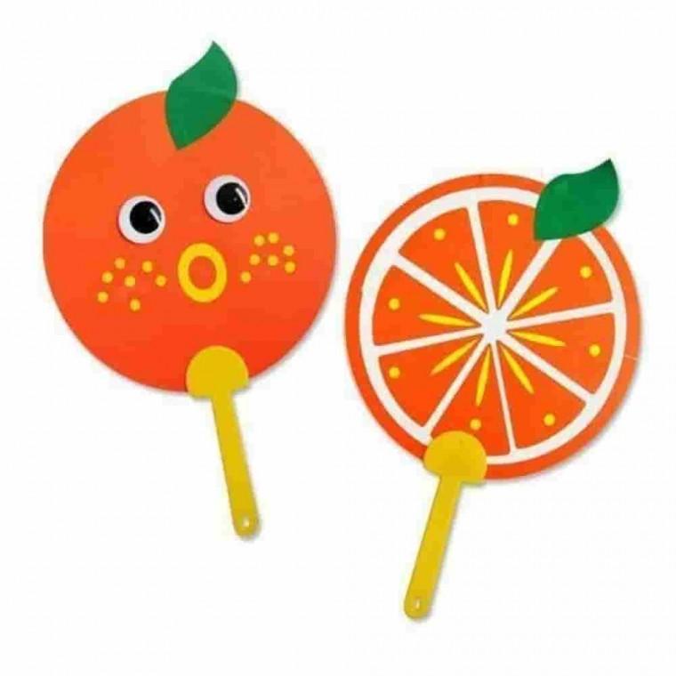 오렌지 부채 만들기10개 1세트 미술놀이키트 휴대용부채 초등학생만들기키트
