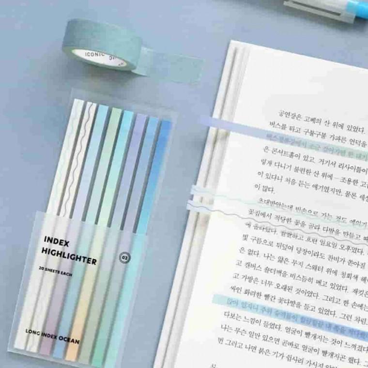 롱 하이라이터 점착 테이프 스티키 메모지 인덱스탭 투명메모지 인덱스스티커