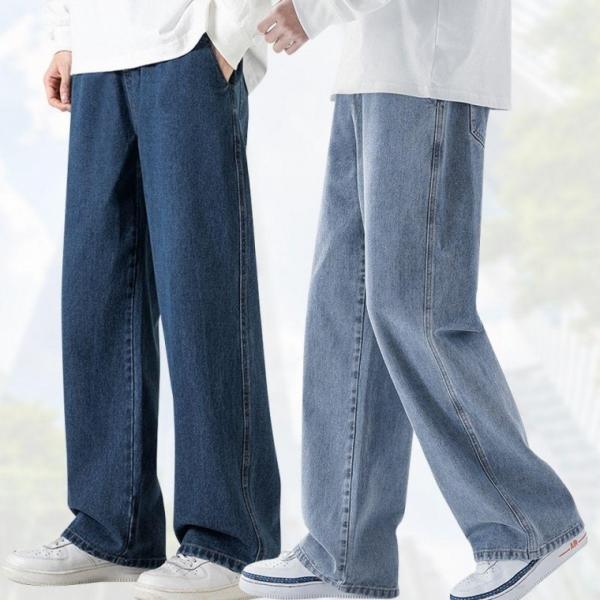 남성 세미 와이드 데님 팬츠 연청 진청 흑청 청바지 남자 생지 블랙진 통바지 세미와