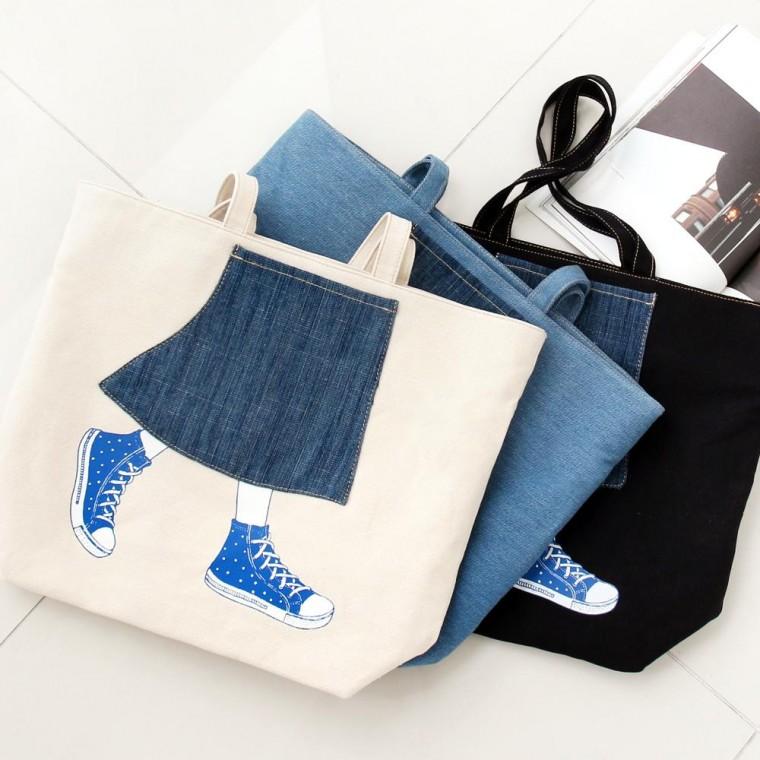 [CH273] 모모 무지 패션잡화 데님 캐주얼 버스 버스 디자인 백팩 보조 백 손 백 도시락 퀼트
