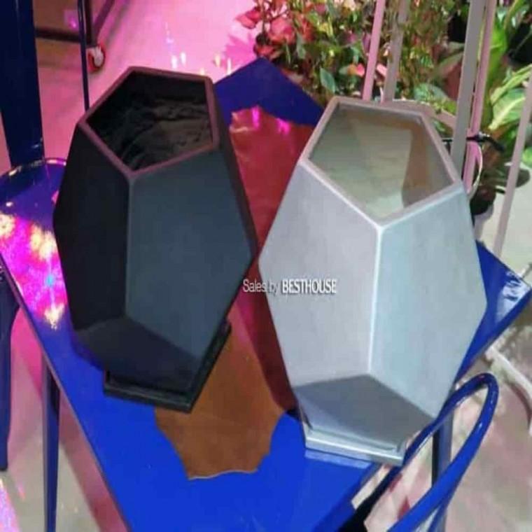 실내가드닝 탁상용화분 예쁜화분 수지화분 오각형 30x31 블랙