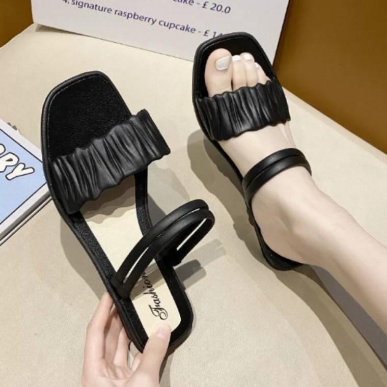 웨지샌들 스타일 셔링 주름 샌들 여성슬리퍼 여름신발