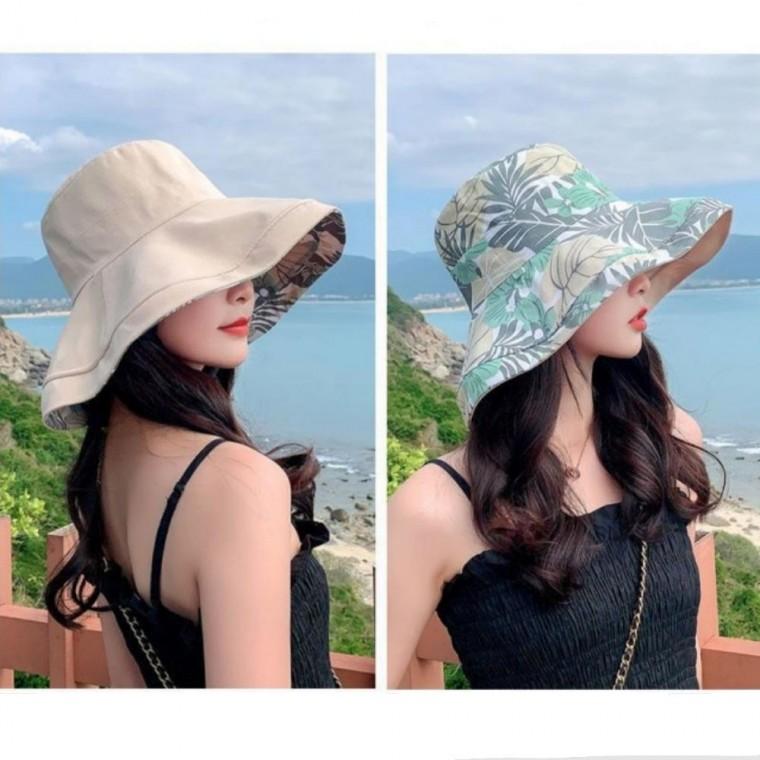 꽃무늬 양면 바캉스 버킷햇