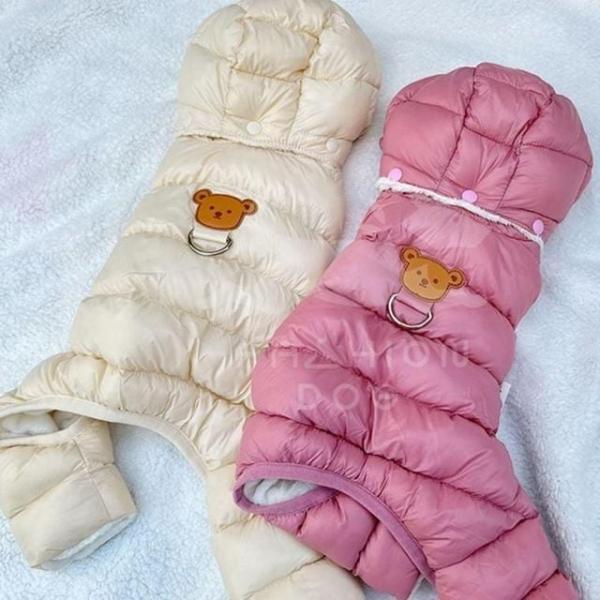 강아지 웰론 후드 올인원 반려견 겨울 점퍼 자켓 패딩 강아지 패딩 산책 겨울 보온 반려견 올인원
