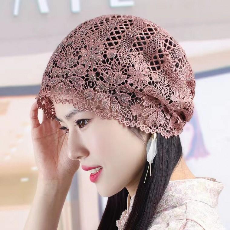 두건 망사 여름 핑크