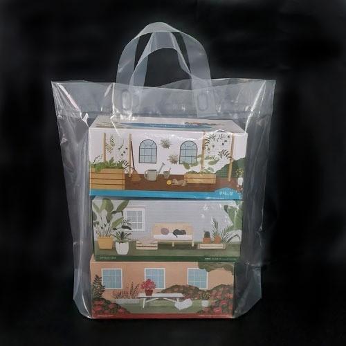 (30x30+4cm)10장 투명 PE루프봉투-밑M자/루프봉투/루프쇼핑백/손잡이쇼핑백/옷쇼핑백/비닐쇼핑백/비닐봉투