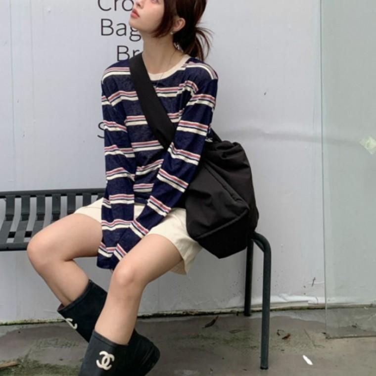 티셔츠 소프트 테디 단가라 데일리 기본 스트라이프