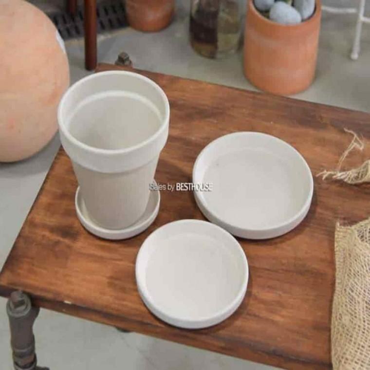 라운드받침대 식물화분받침대 인테리어받침 토분받침 크림화이트 내경115mm