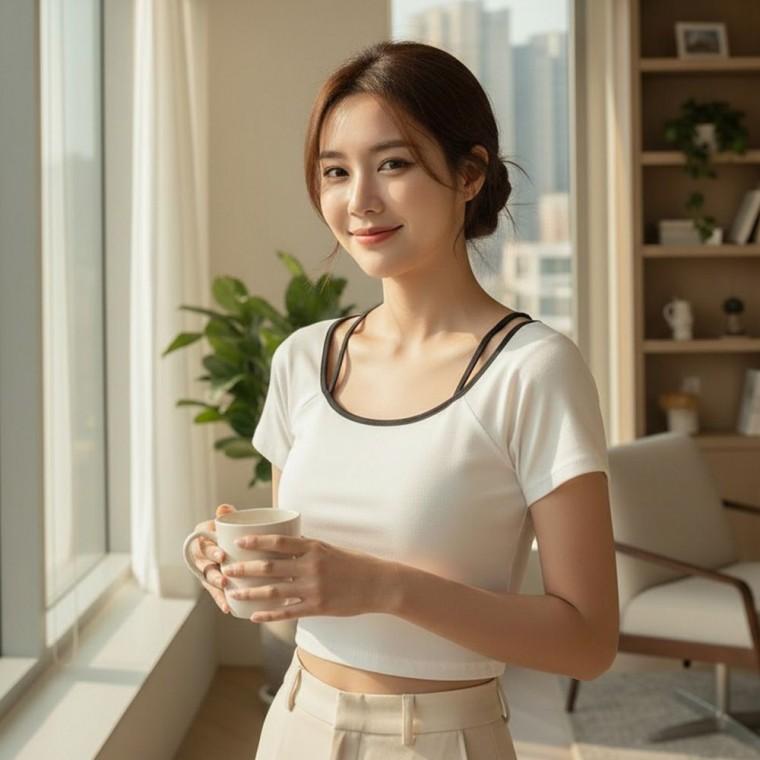크롭 반팔티 프랍스 슬림핏 브라캡 캉캉 롱스커트 여성 홈웨어 치마 A라인
